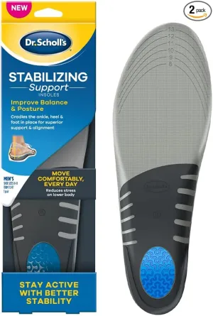 Dr. Scholl's Stabilizing Support Insole Improves Posture, Alignment & Balance. Added Arch Support for Flat Feet & Overpronation