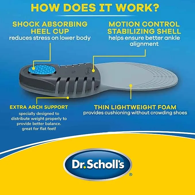 Dr. Scholl's Stabilizing Support Insole Improves Posture, Alignment & Balance. Added Arch Support for Flat Feet & Overpronation