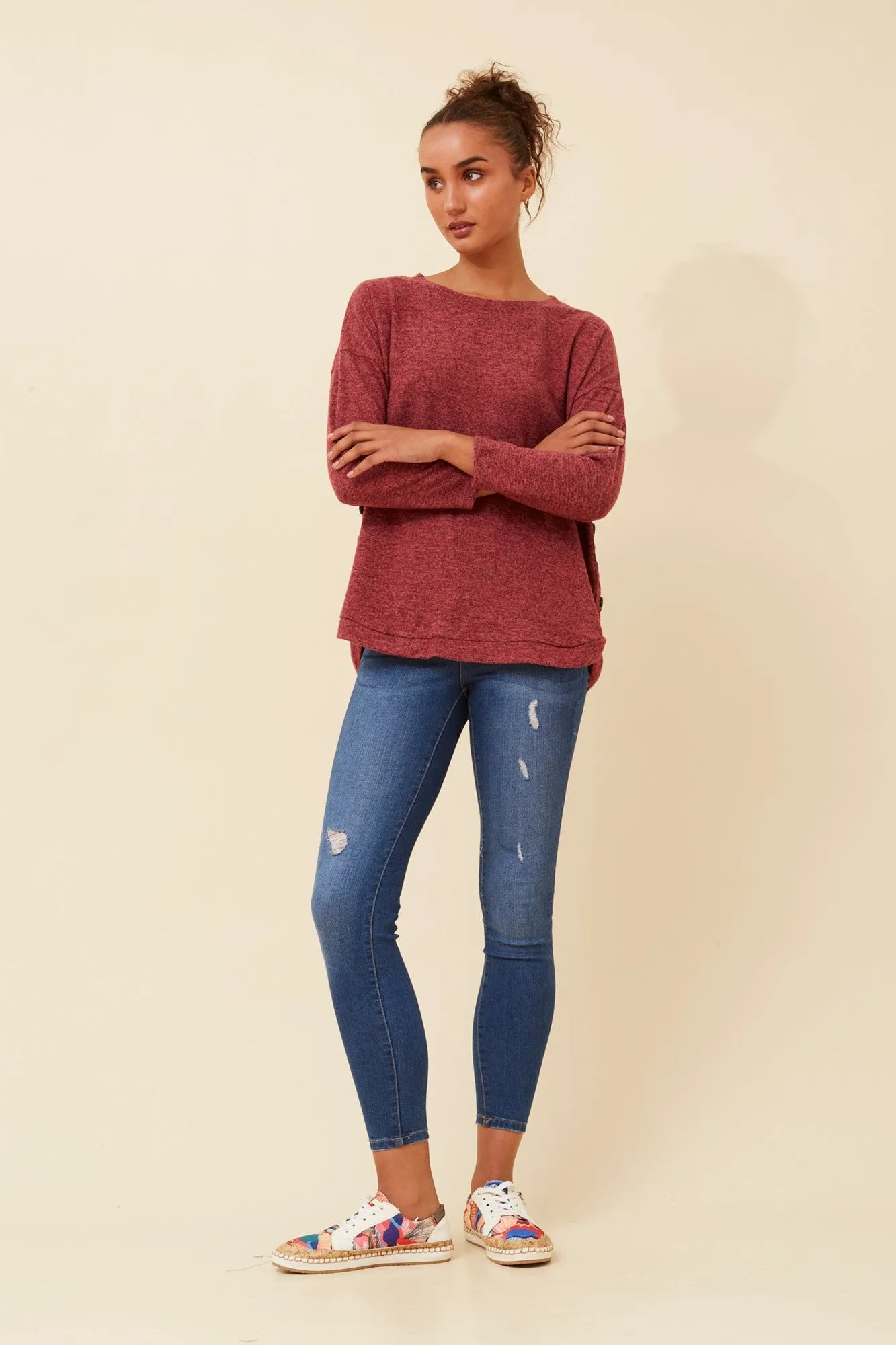 EVAN BUTTON DETAIL TOP