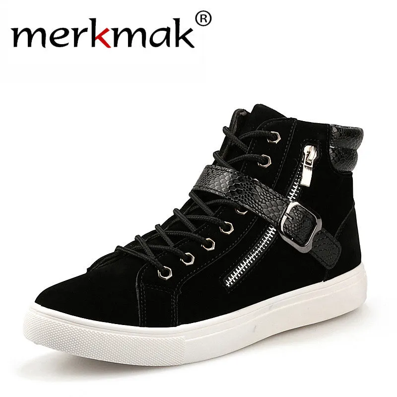 fashion men boots brand design men ankle boots casual flock