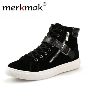 fashion men boots brand design men ankle boots casual flock