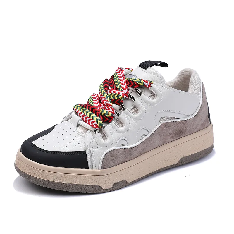 Fashion Women's Chunky Platform Sneaker / Retro Genuine Leather Shoes with Mixed Colors