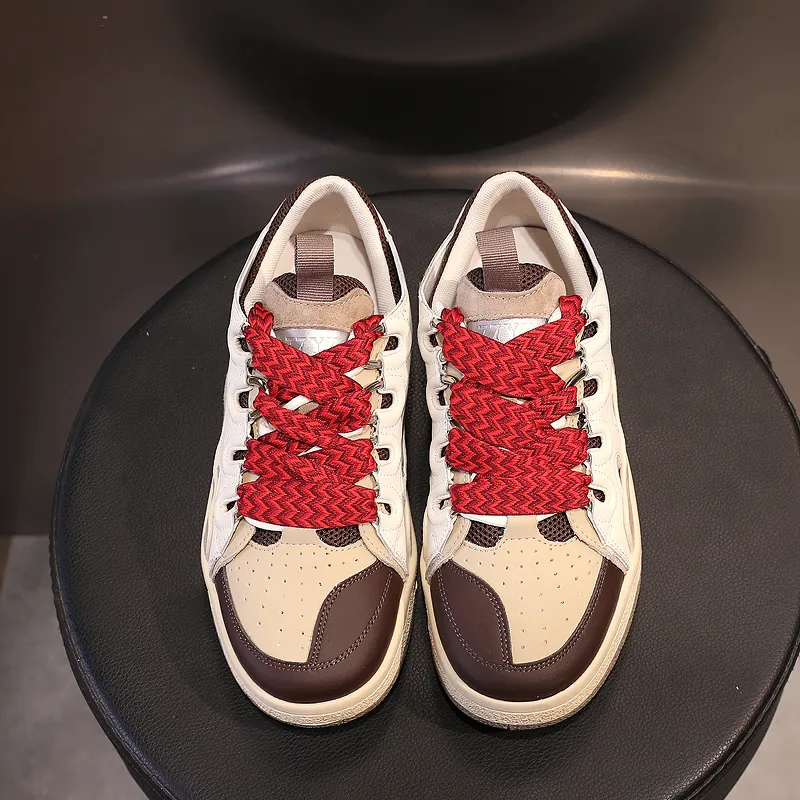 Fashion Women's Chunky Platform Sneaker / Retro Genuine Leather Shoes with Mixed Colors