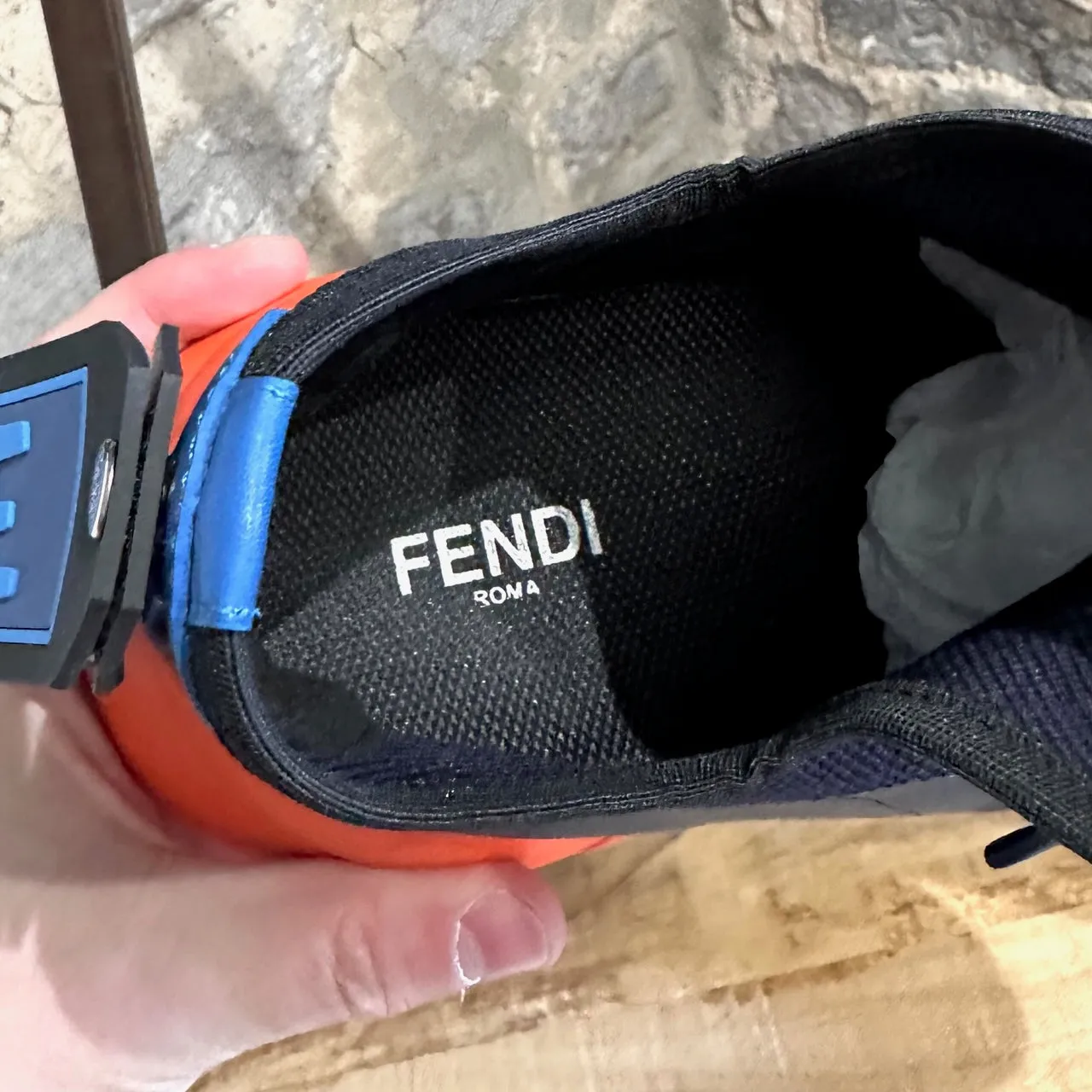 Fendi Navy Blue "Love Fendi" Sock Sneakers