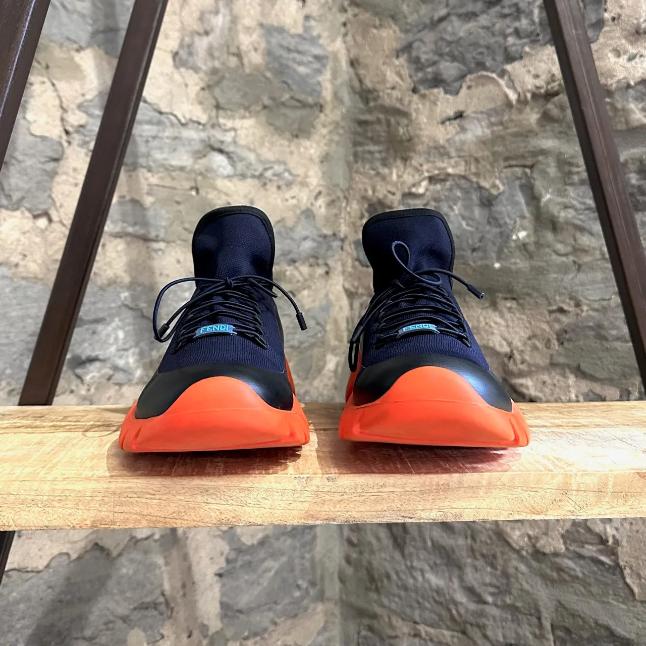 Fendi Navy Blue "Love Fendi" Sock Sneakers