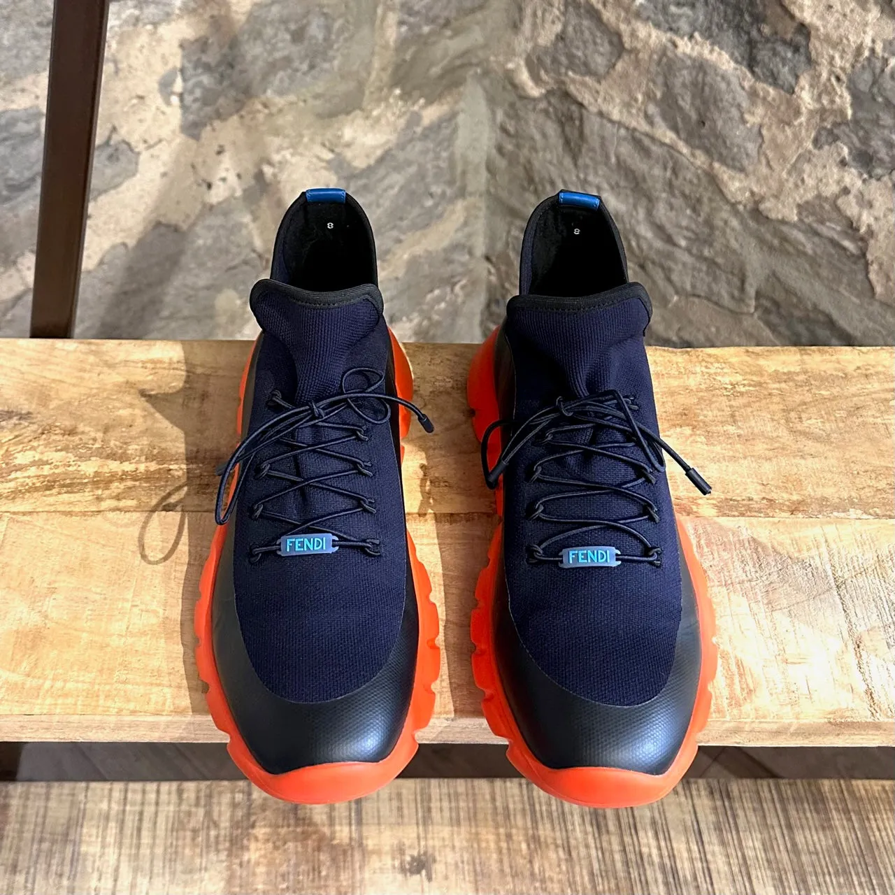 Fendi Navy Blue "Love Fendi" Sock Sneakers