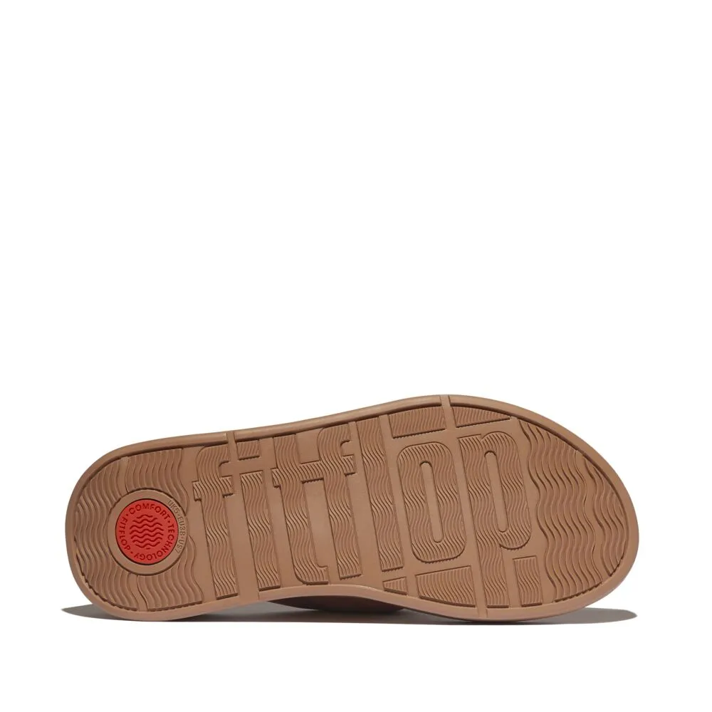 FitFlop F-Mode Knot Soft Leather Toe Post Flatform Sandals - Classic Tan