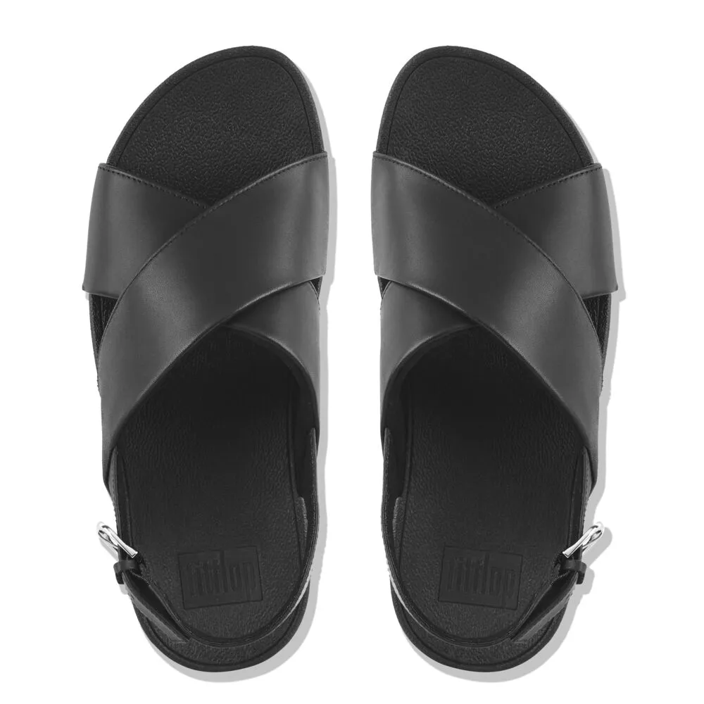 FitFlop Lulu Leather Cross Backstrap Sandals - Black