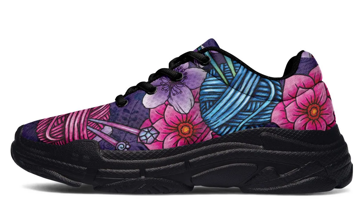 Floral Knitting Chunky Sneakers