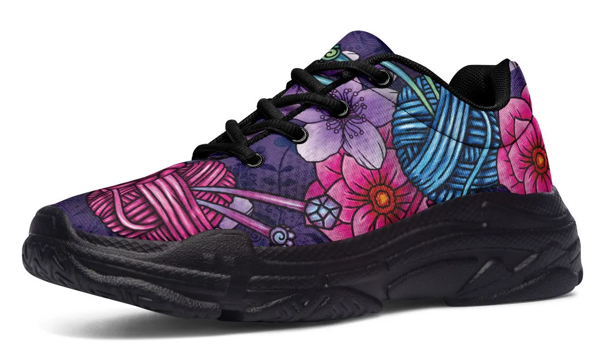 Floral Knitting Chunky Sneakers