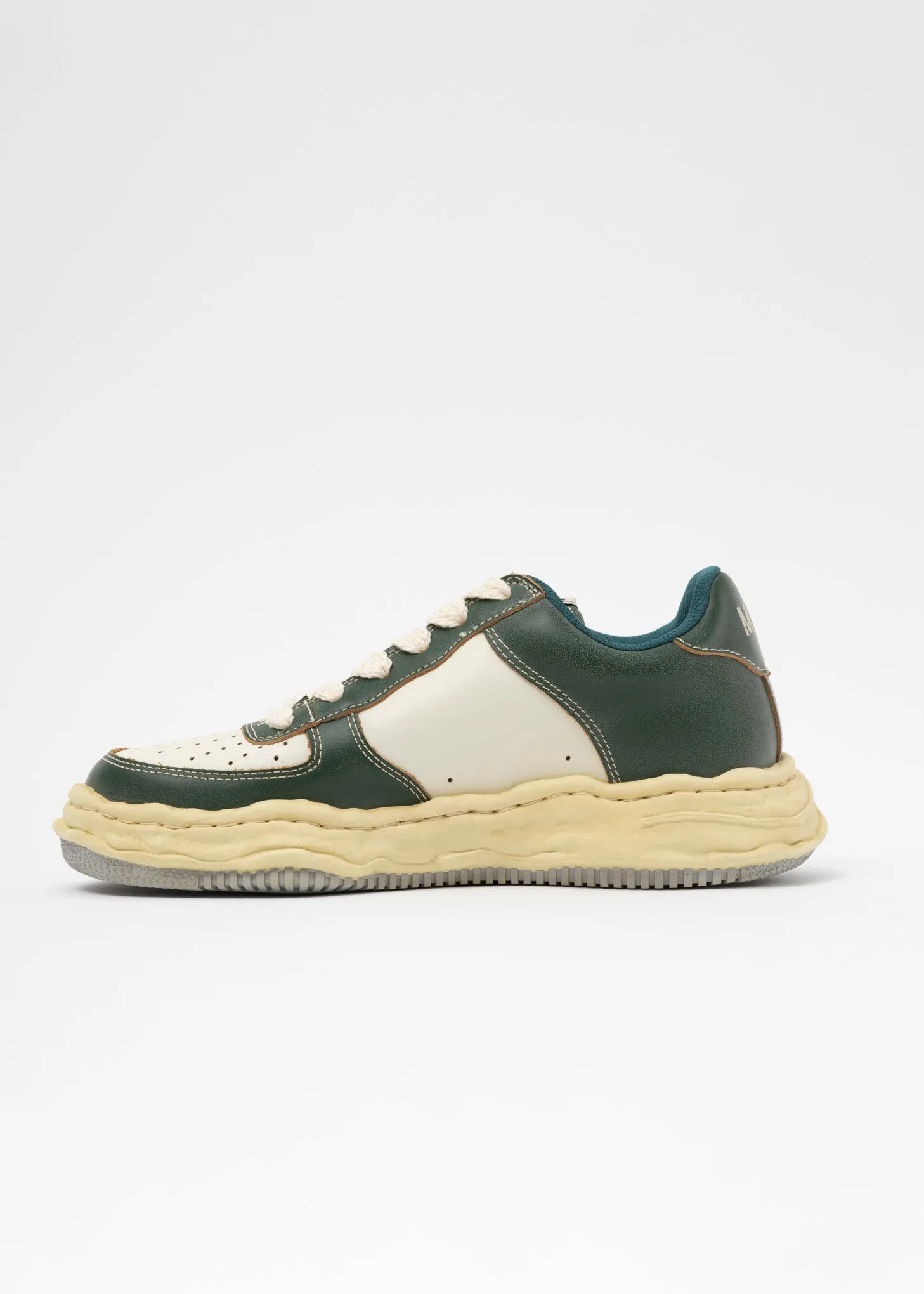 GRN/WHT OG Sole Vintage Effect Leather Low-TopSneaker (WAYNE LOW)