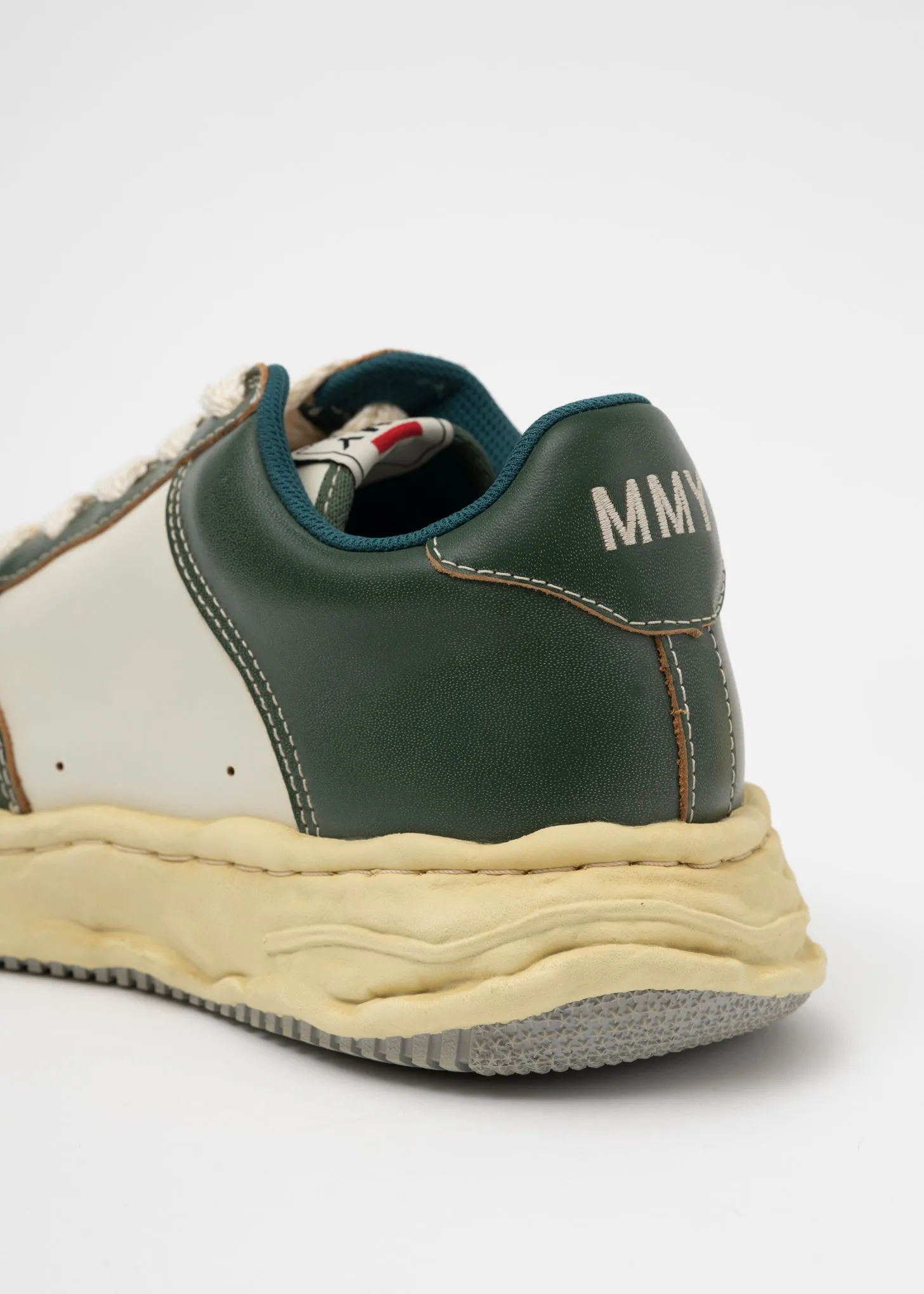 GRN/WHT OG Sole Vintage Effect Leather Low-TopSneaker (WAYNE LOW)