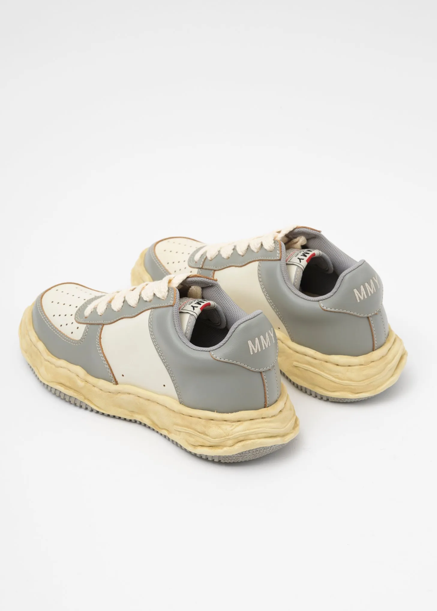 GRY/WHT OG Sole Vintage Effect Leather Low-TopSneaker (WAYNE LOW)