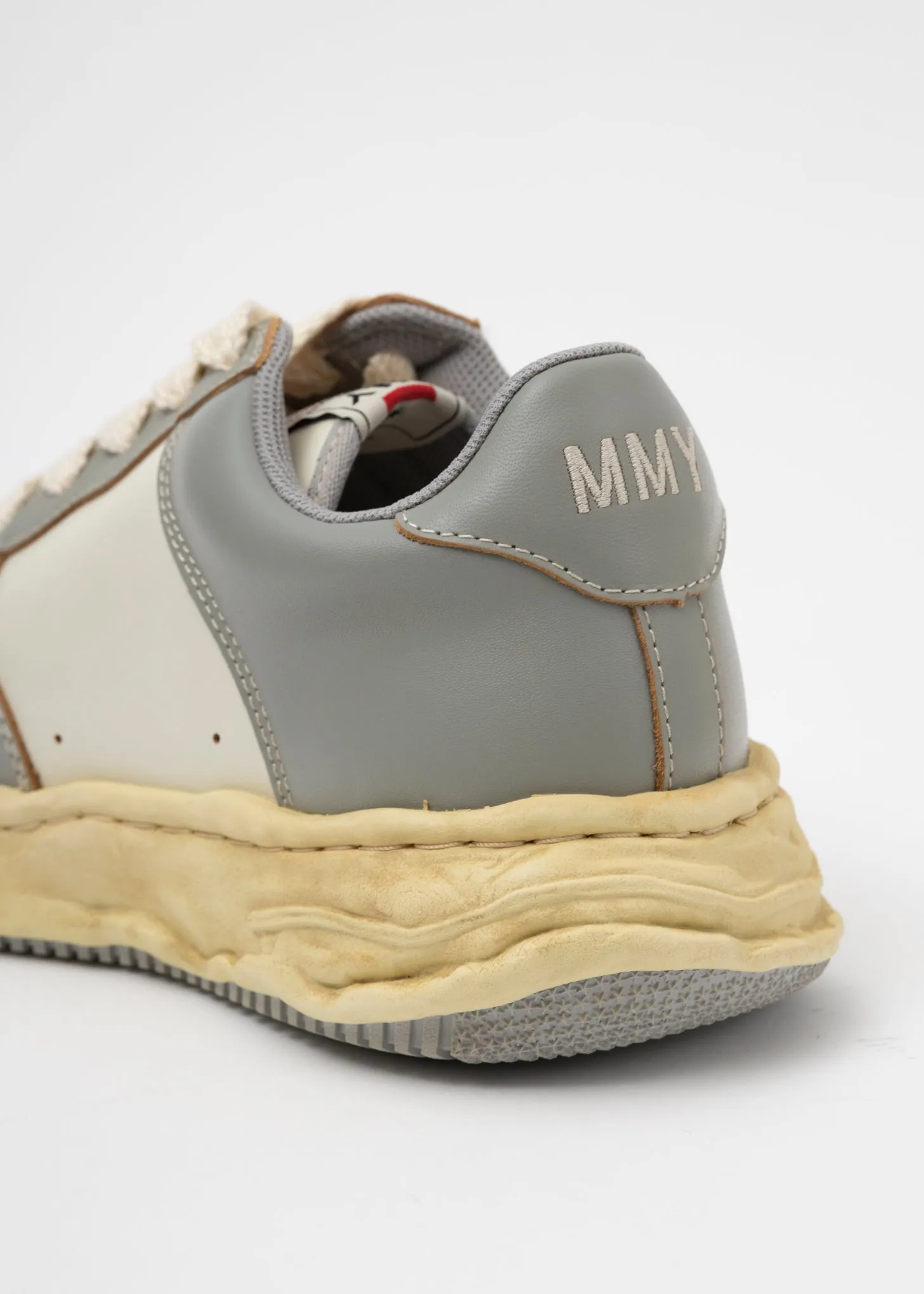 GRY/WHT OG Sole Vintage Effect Leather Low-TopSneaker (WAYNE LOW)