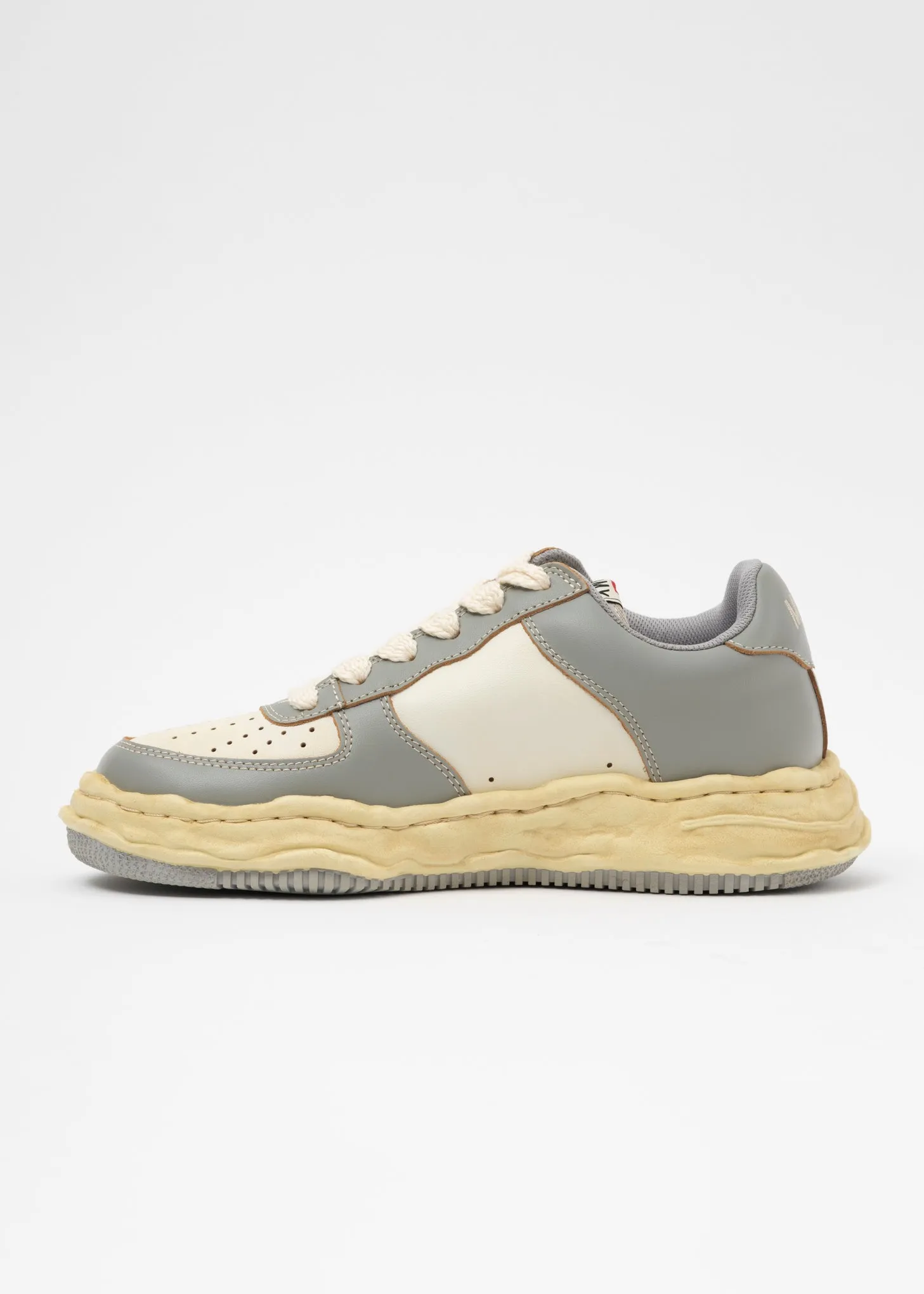 GRY/WHT OG Sole Vintage Effect Leather Low-TopSneaker (WAYNE LOW)