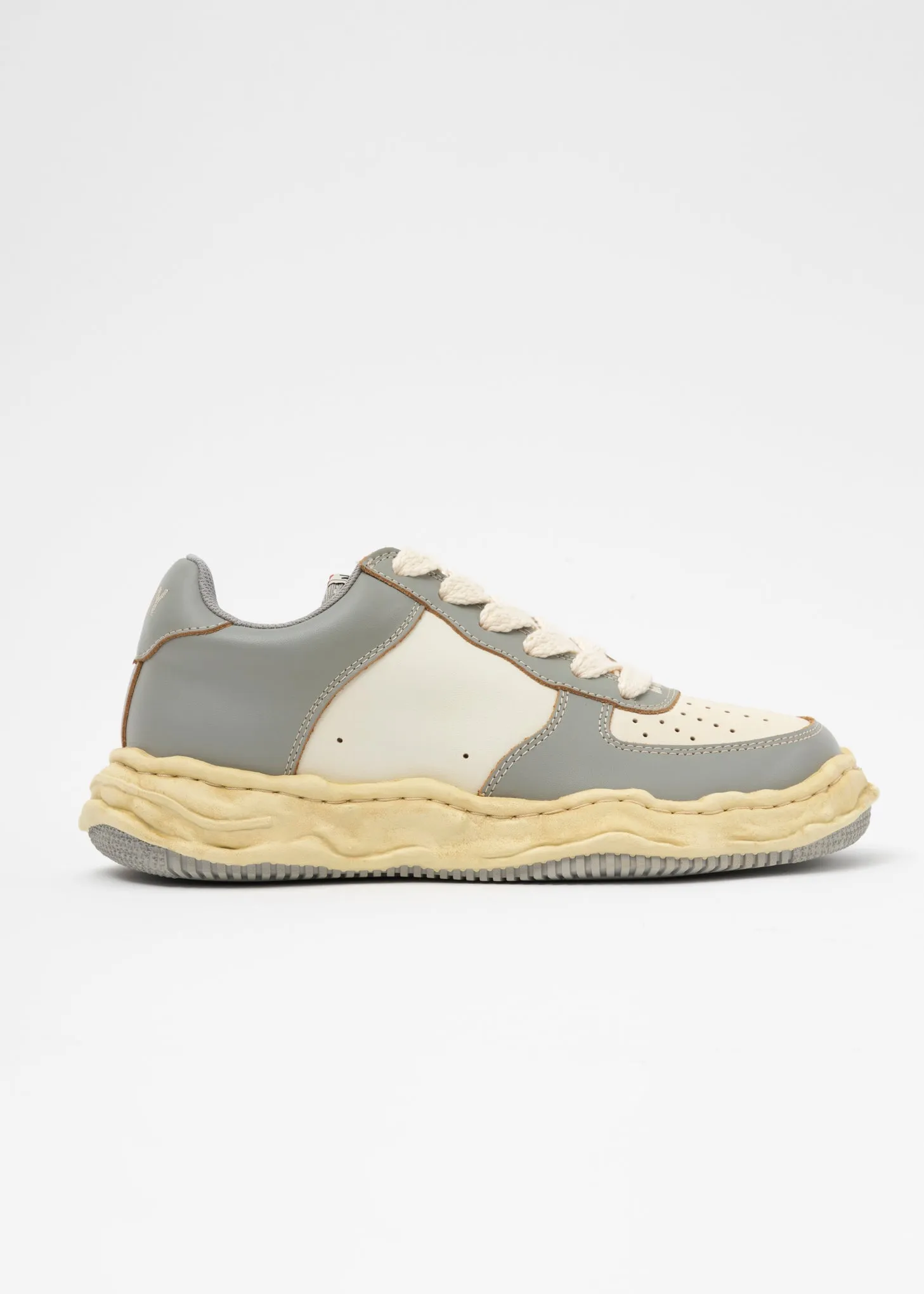 GRY/WHT OG Sole Vintage Effect Leather Low-TopSneaker (WAYNE LOW)
