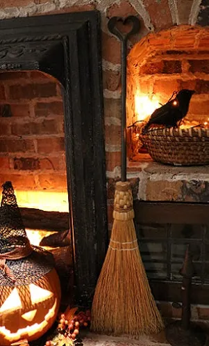 Hearth Broom Forged Heart Handle