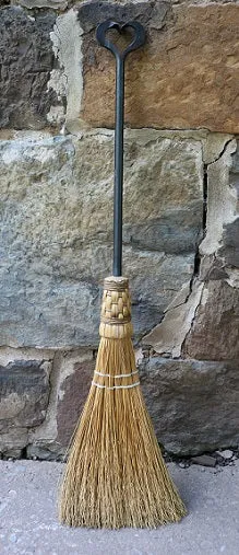 Hearth Broom Forged Heart Handle