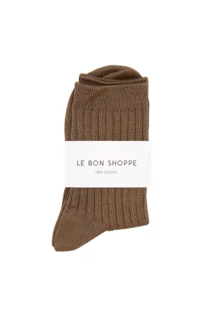 Her Socks in Dark Tan