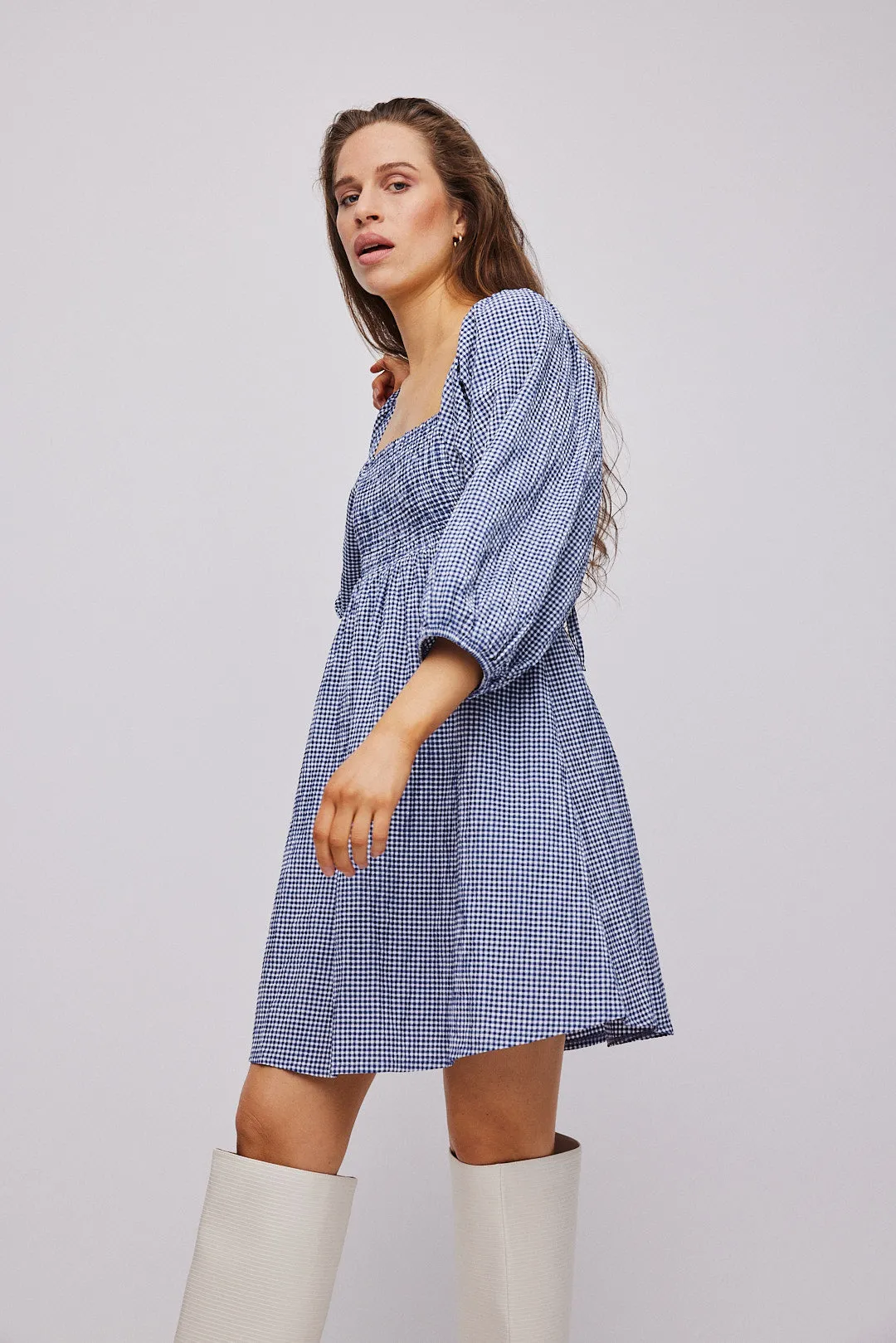 Indiana Smock Dress - Navy Blue