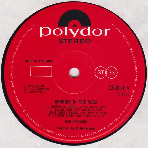 Jimi Hendrix - Hendrix In The West (LP, Album, Gat) (VG )