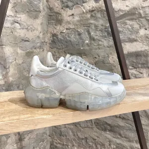 Jimmy Choo Silver Metallic White Diamond Oversized Sneakers