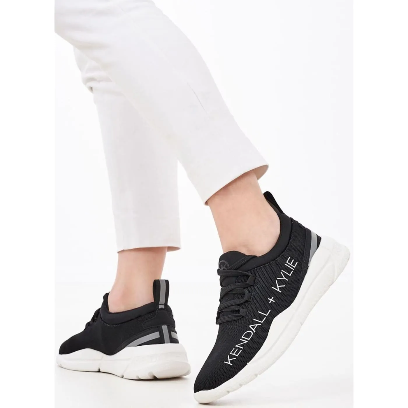 KENDALL   KYLIE Equator Black White Womens Mesh Trainers