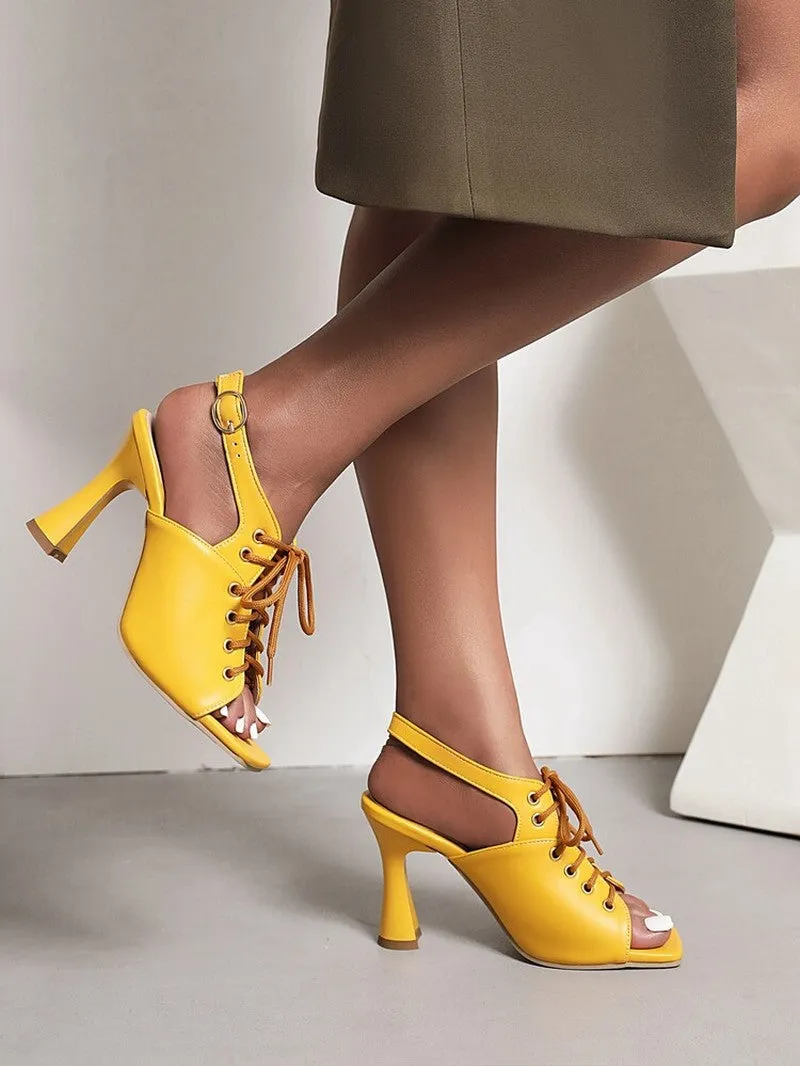 Lace-Up Sandals Thin High Heels