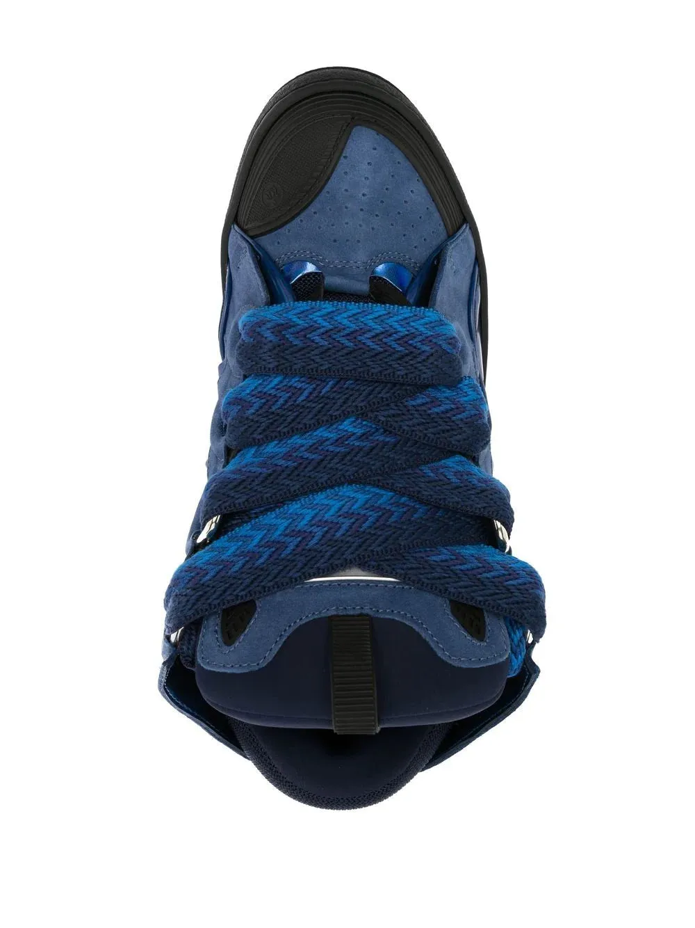 LANVIN Metallic Leather Curb Sneakers Majorelle Blue