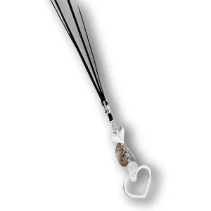 Layered Cord Necklace with Open Hearts, Shale & Swarovski Charm Cluster