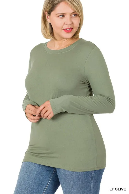 Light Olive Plus Microfiber Long Sleeve Top