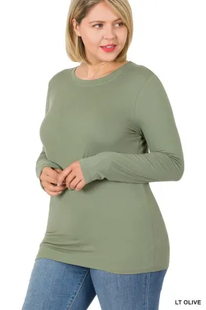 Light Olive Plus Microfiber Long Sleeve Top