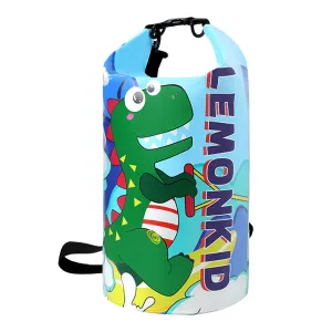 Little Surprise Box, Blue Dino Big Size Clip on & Backpack style Waterproof Swimming Bag/ Beach Bag