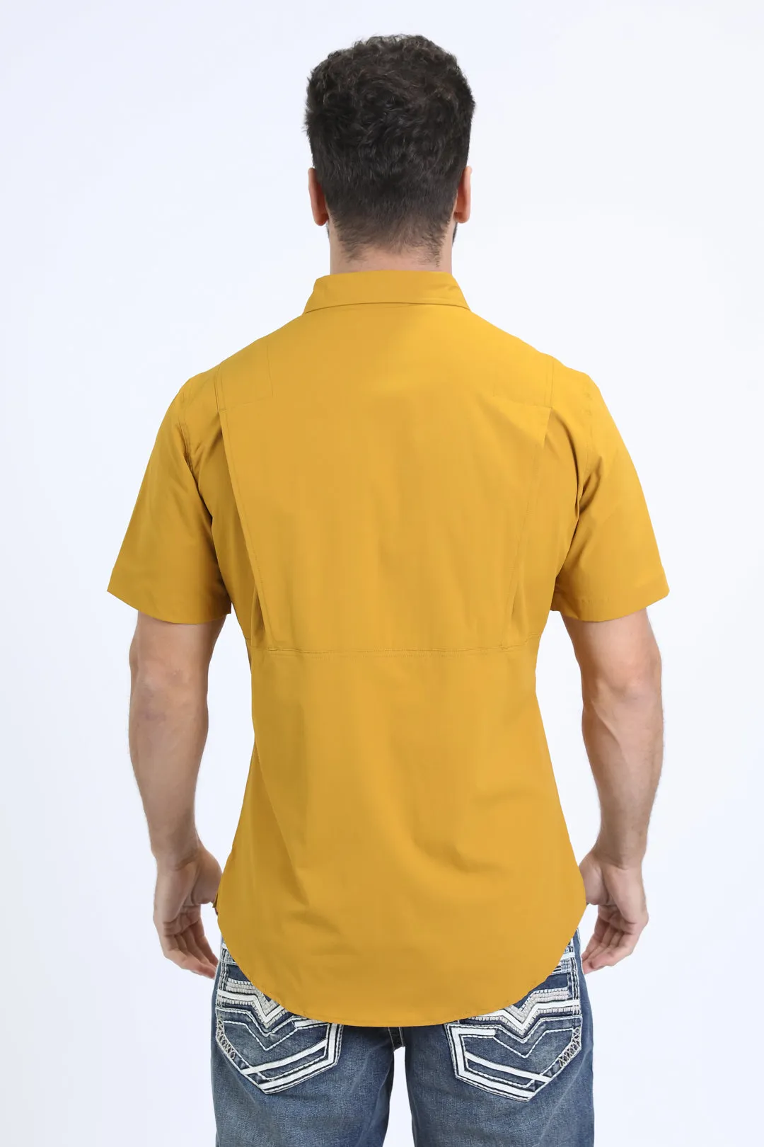 Mens Performance Classic Fit Short Sleeve Mustard Shirt