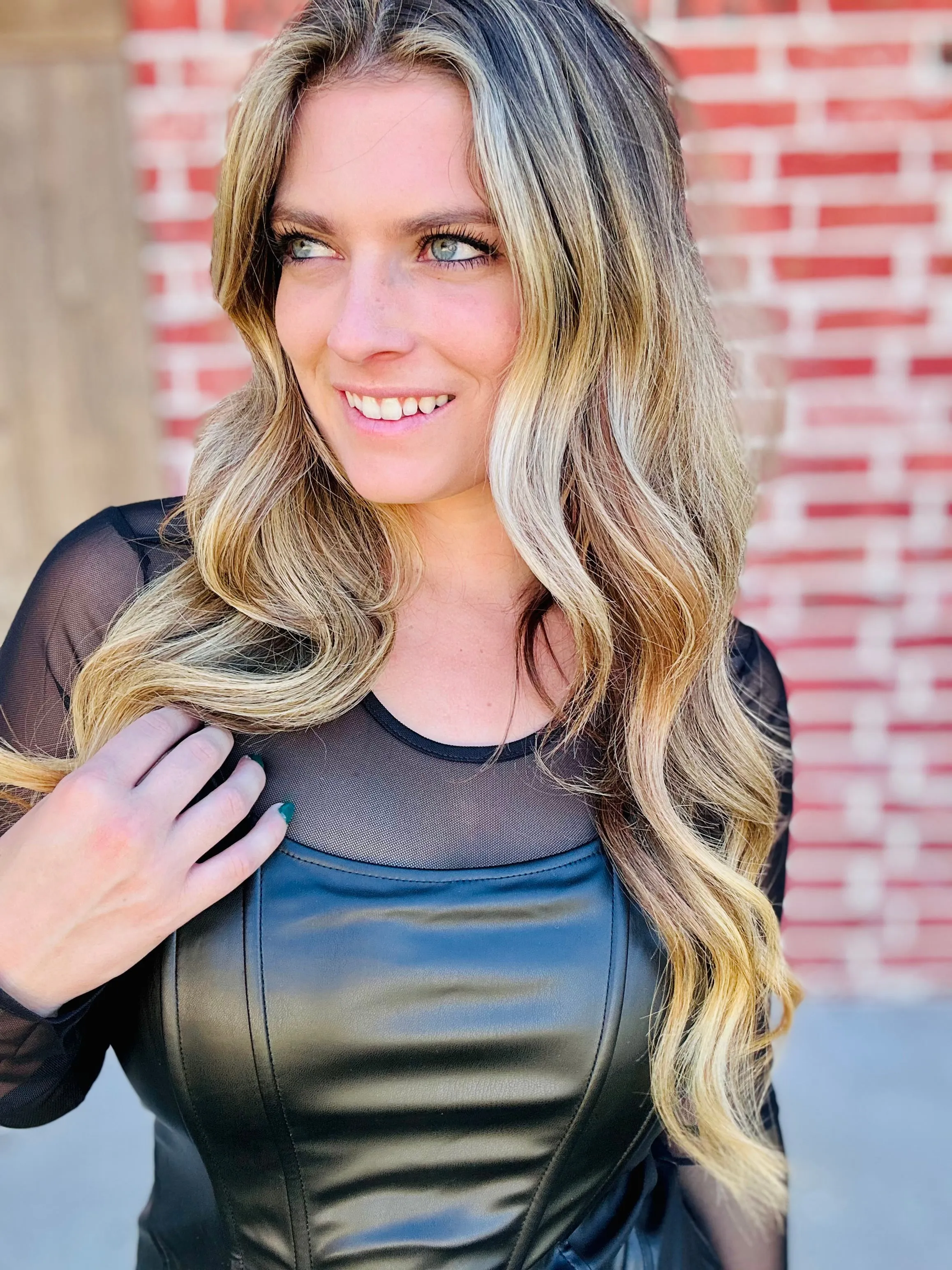 Midnight Frisk Faux Leather Dress & Mesh Top