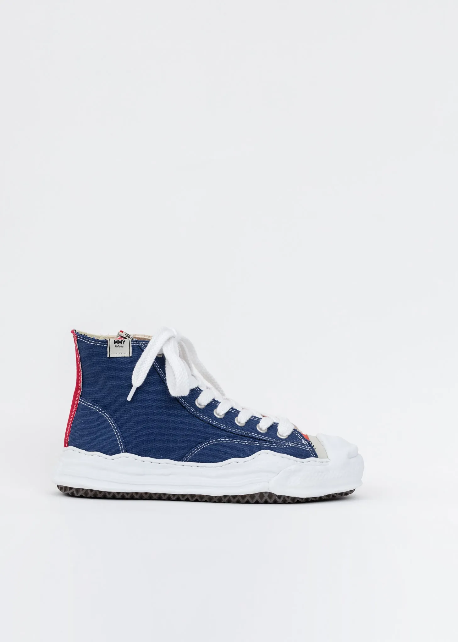 Navy And Beige Original Sole Toe Cap Canvas Hicut Sneaker