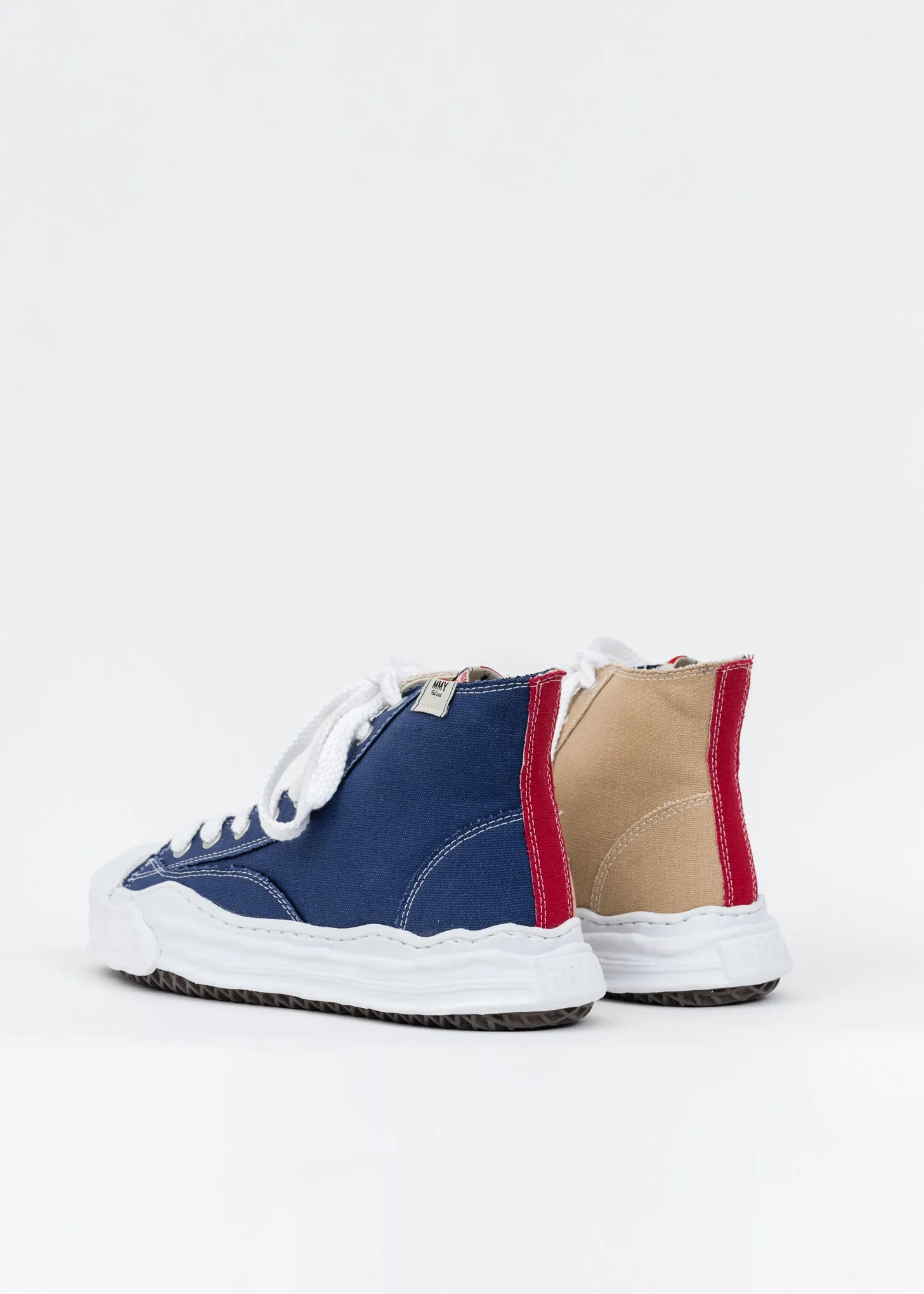 Navy And Beige Original Sole Toe Cap Canvas Hicut Sneaker