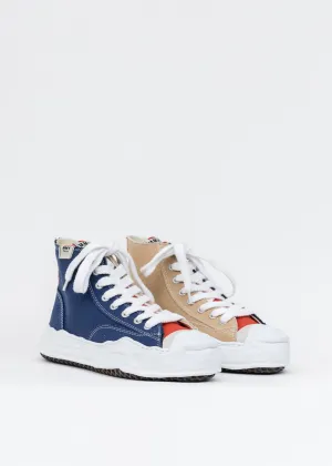 Navy And Beige Original Sole Toe Cap Canvas Hicut Sneaker