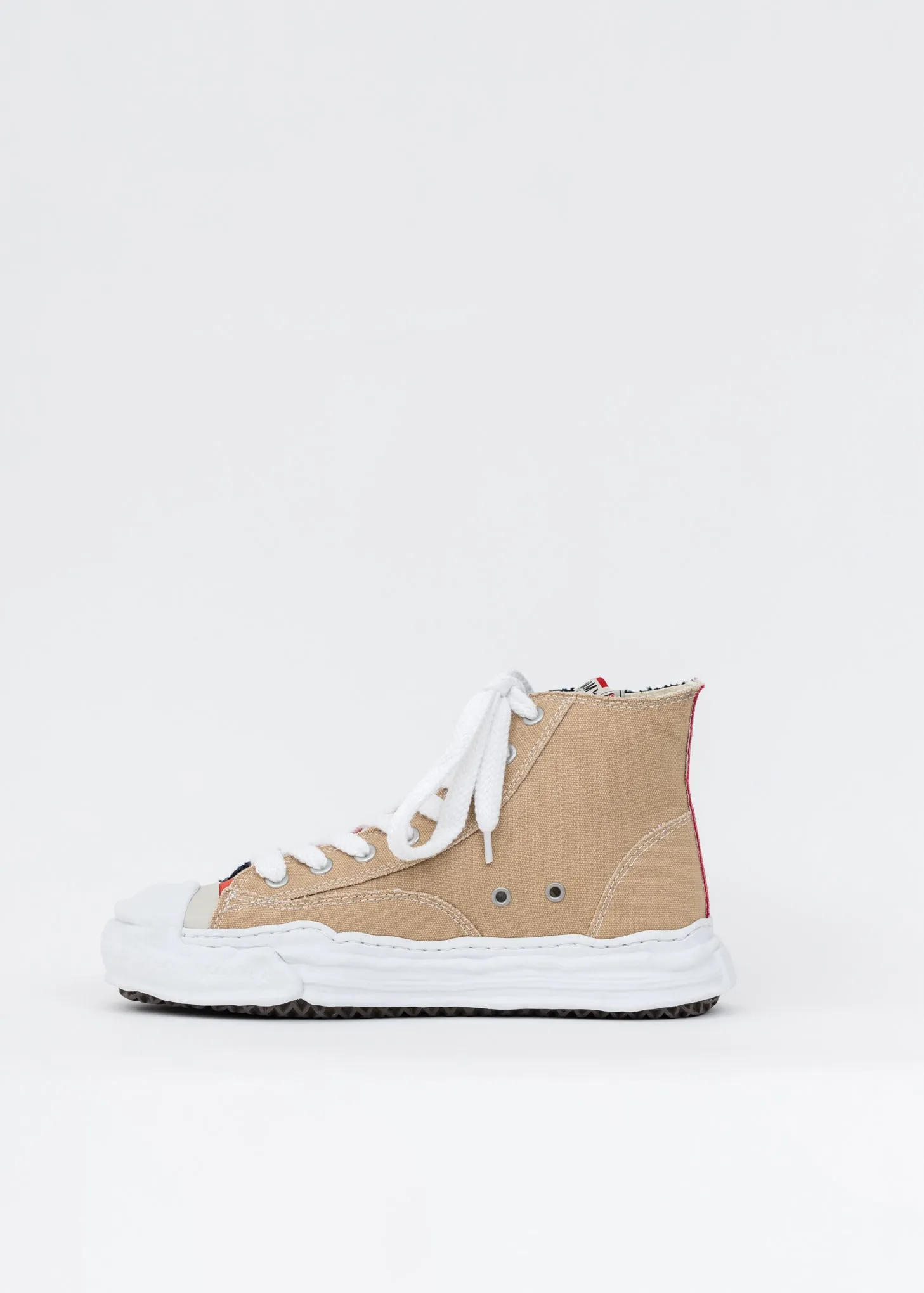 Navy And Beige Original Sole Toe Cap Canvas Hicut Sneaker