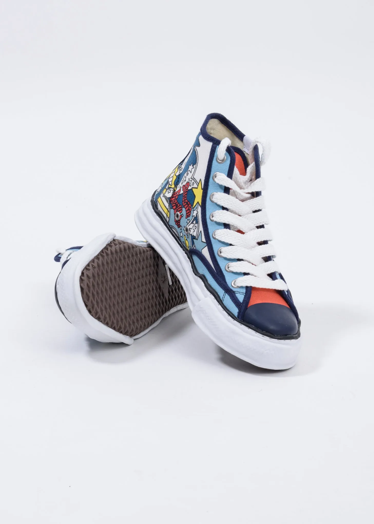 Navy  Printed Canvas Original Sole High Top Sneaker