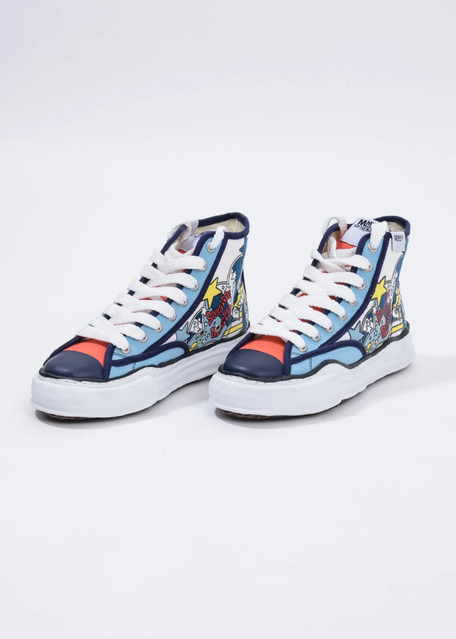 Navy  Printed Canvas Original Sole High Top Sneaker