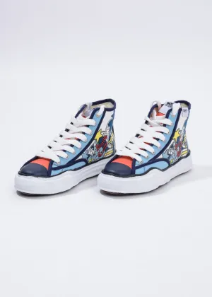 Navy  Printed Canvas Original Sole High Top Sneaker