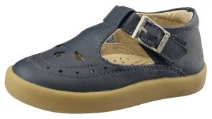 Old Soles Girl's 5011 Royal Shoe Premium LeatherT-Strap Sneaker Shoe, Navy