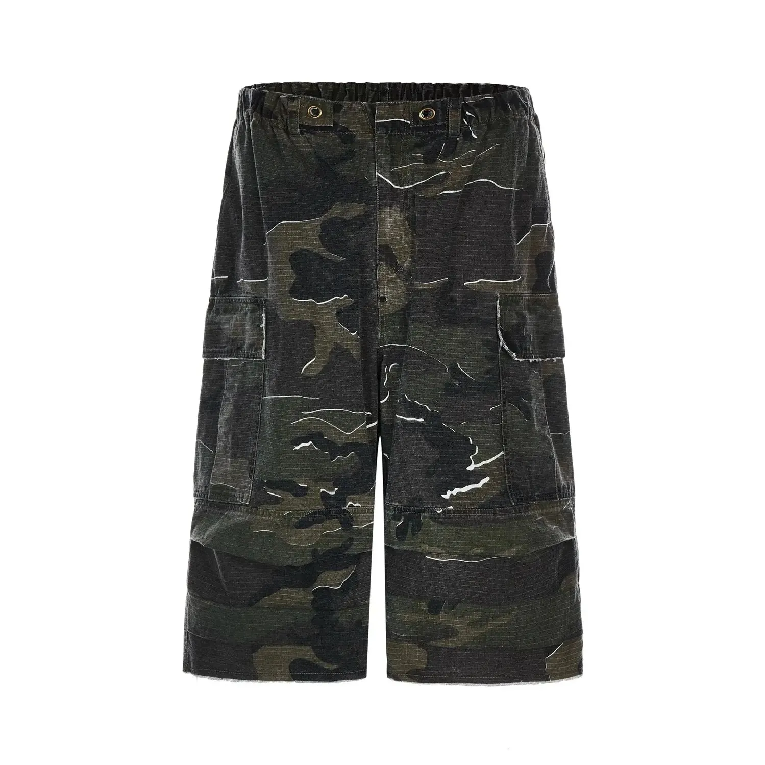Oversized Retro Washed Camouflage Baggy Jort