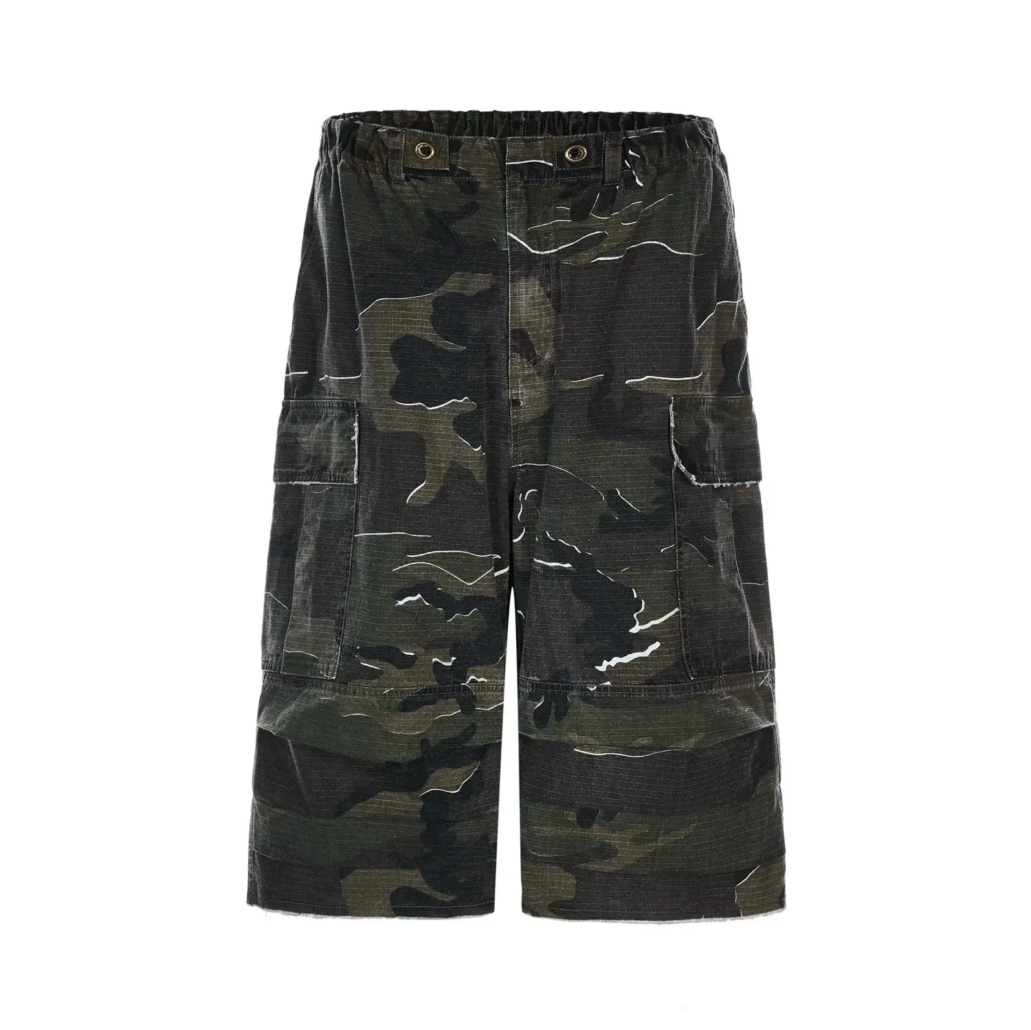 Oversized Retro Washed Camouflage Baggy Jort