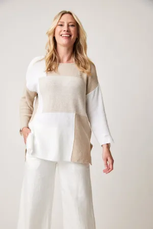 Parkhurst-Spring 2024-80103-Santorini Tunic-White/Sandstone
