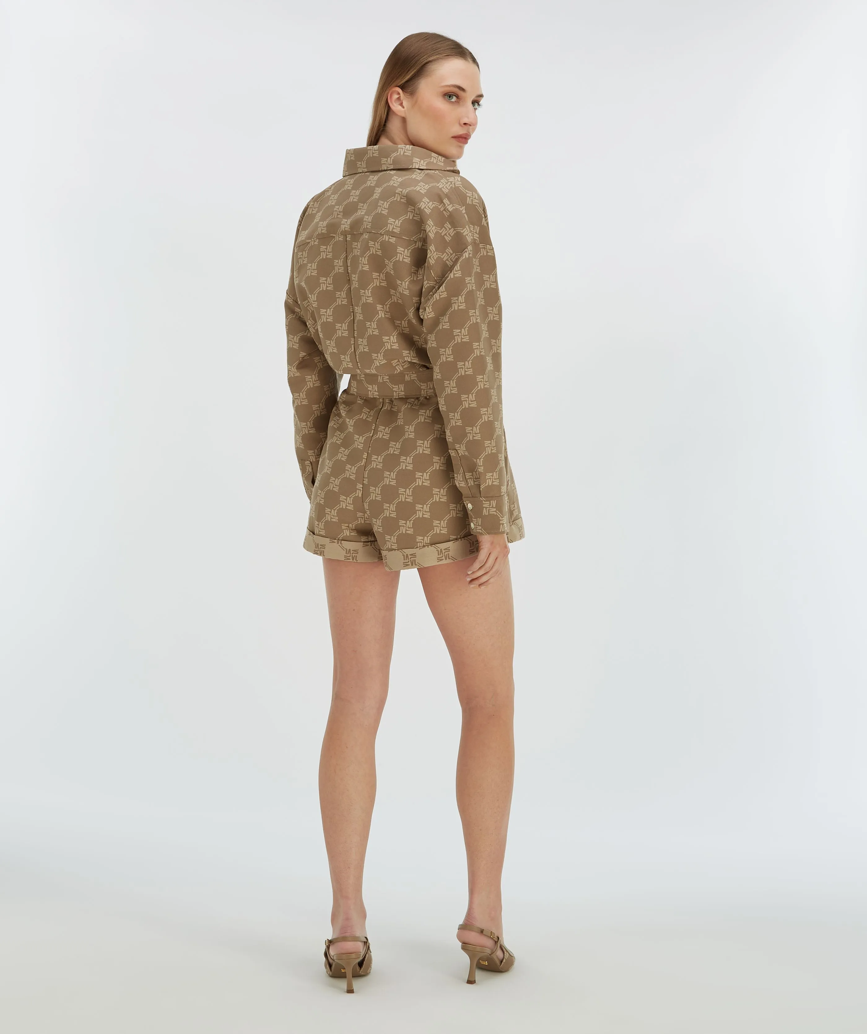 PIEN playsuit with logo print - mink
