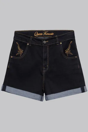 Pinstripe High Waisted Denim Shorts