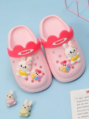 Playful Pink Bunny Clogs  For Girls