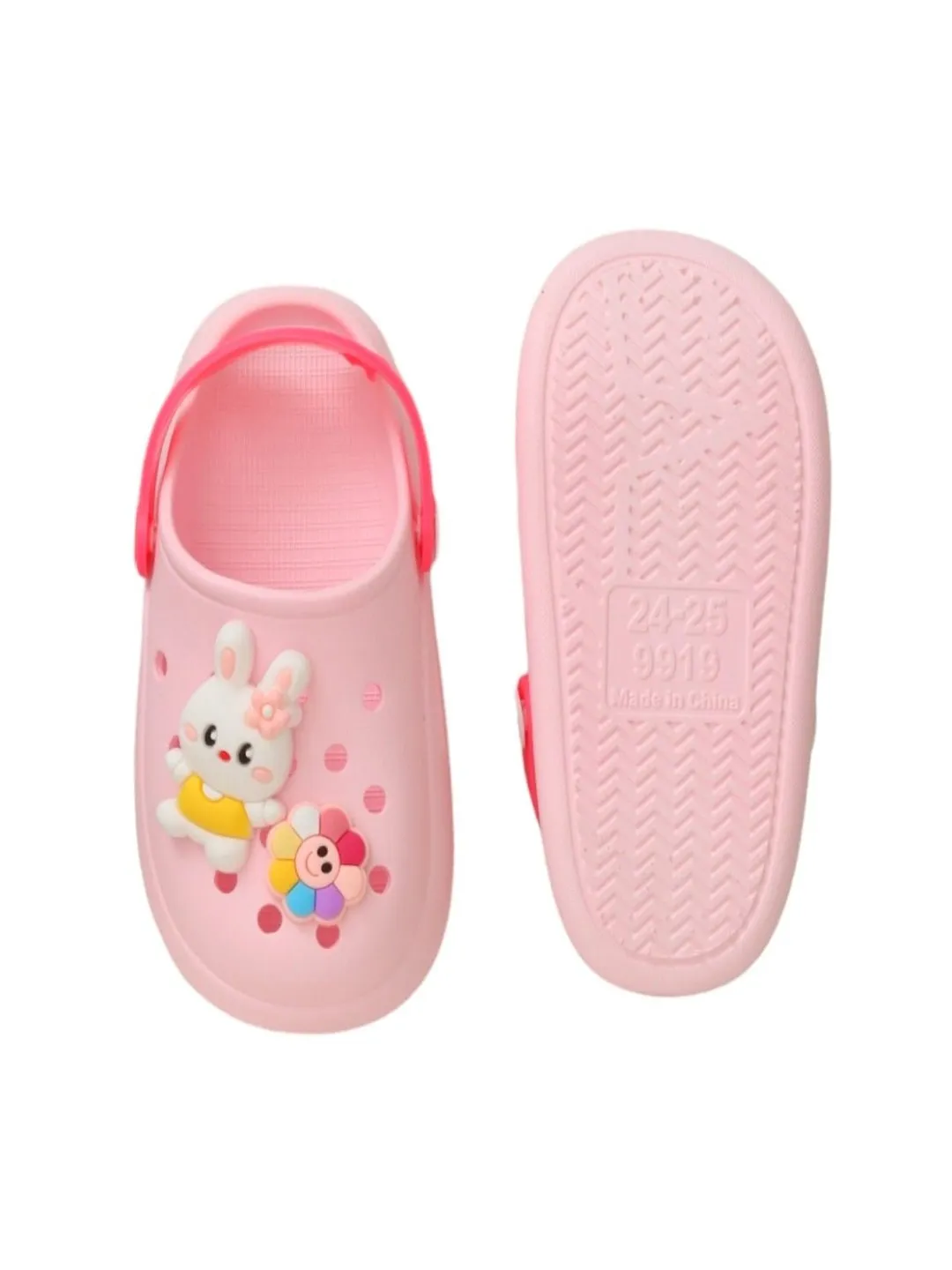 Playful Pink Bunny Clogs  For Girls